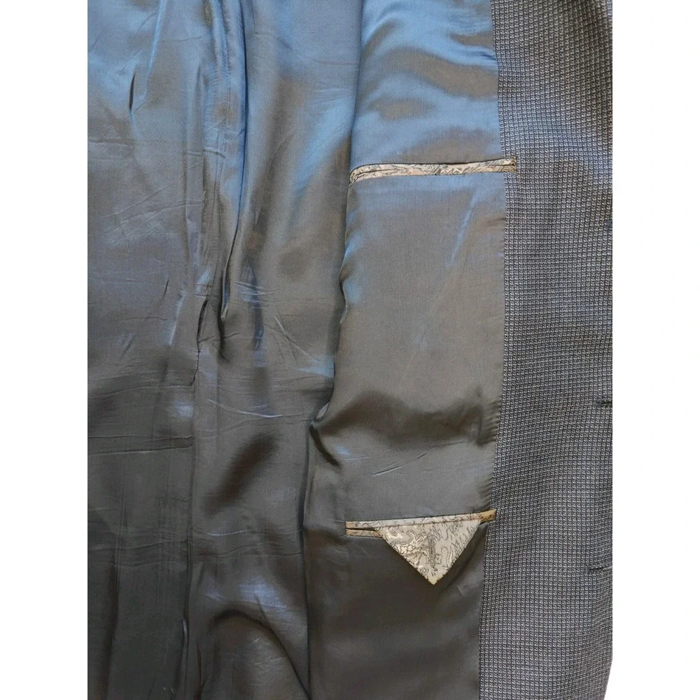 Joseph Abboud Mens Sports Coat 44L Blue Beige Geometric 3 Button Made in USA